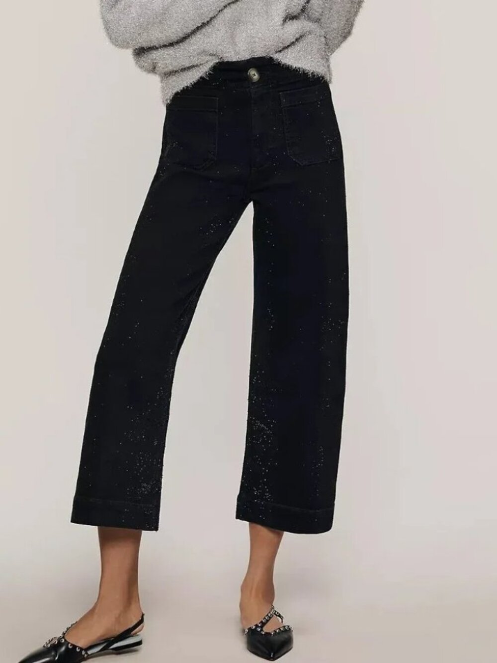he Colette Sparkle Crop High-Rise Wide-Leg Jeans by Maeve (Anthropologie)